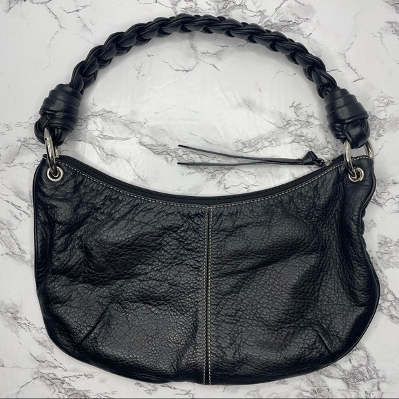 *LAUREN RALPH LAUREN* NWOT Black Leather Braided Handle Handbag - Picture 2 of 11